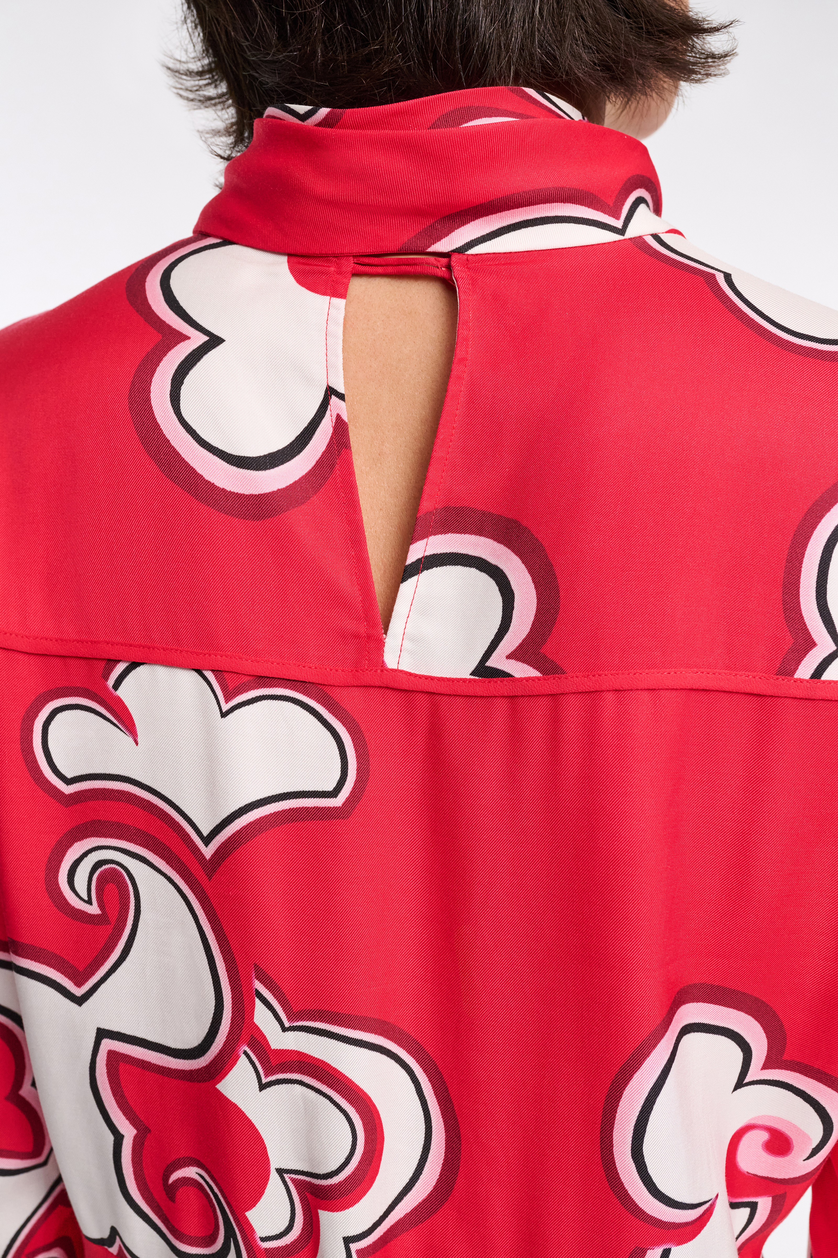 Dorothee Schumacher Long printed dress in viscose twill red white